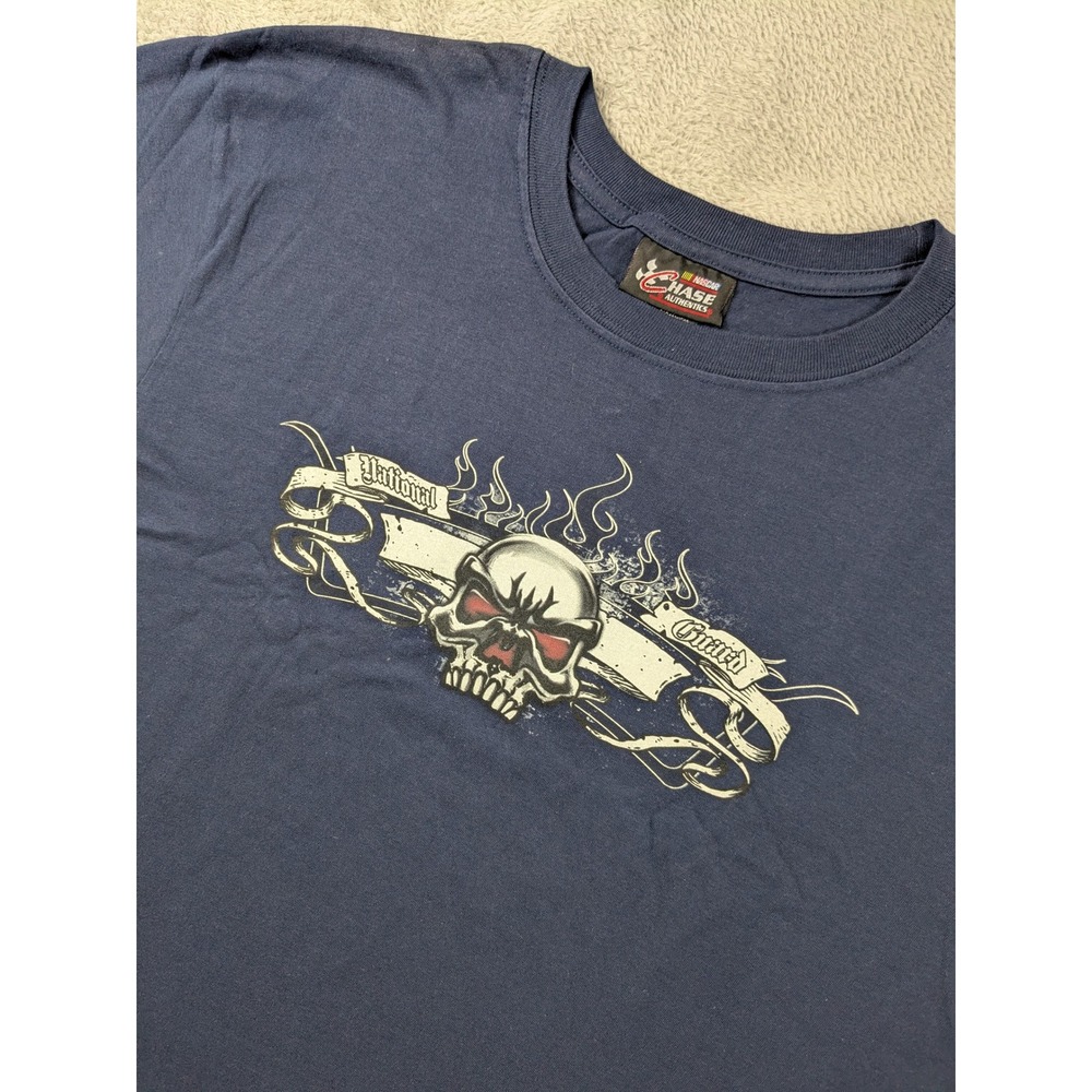 Chase Authentics NASCAR Dale Jr National Guard Skull T-Shirt Navy Blue XL NWT